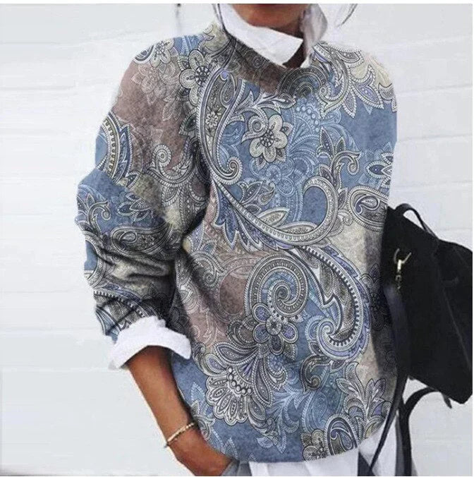 Edler Pullover mit Olive-Druck