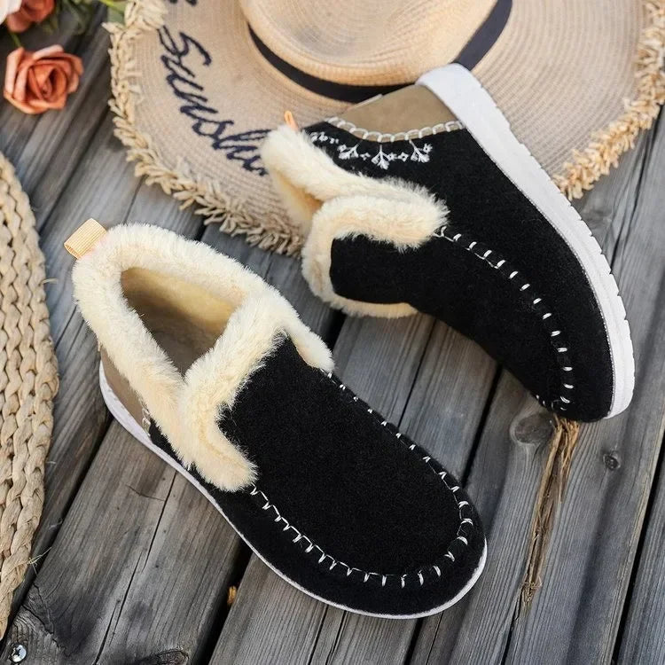 ModeGeist | Knöchelstiefel – Filz-Obermaterial – Faux-Fur-Futter – Slipper – Lässiger Schnitt