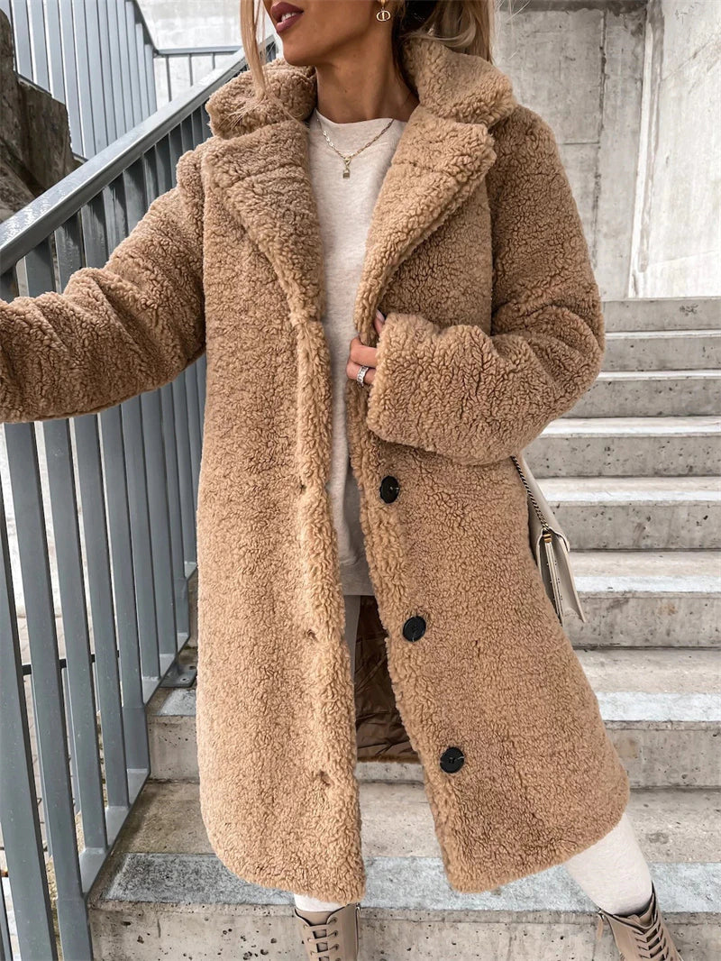 Long Lambskin Coat - Claret