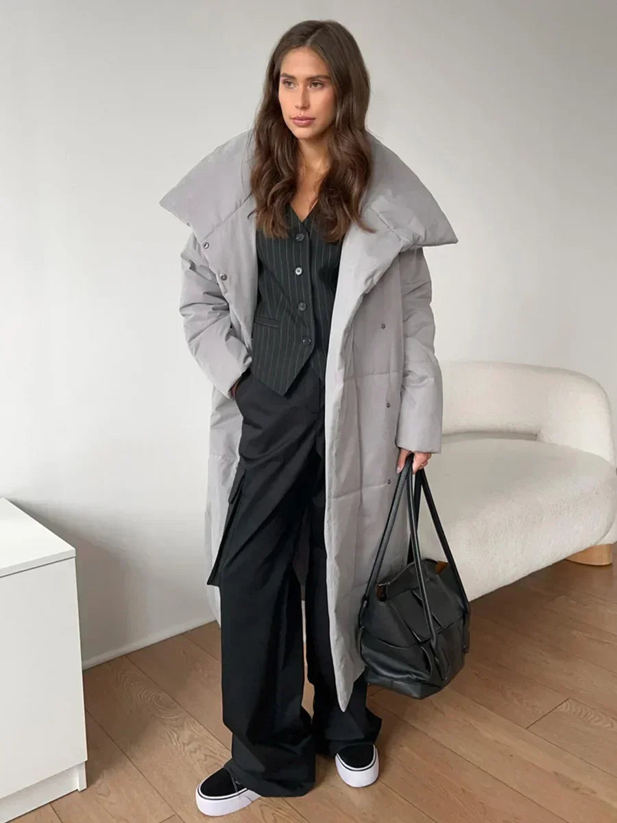 ModeGeist | Parka Lang Steppjacke mit Gürtel für Damen Ideal für Den Winter