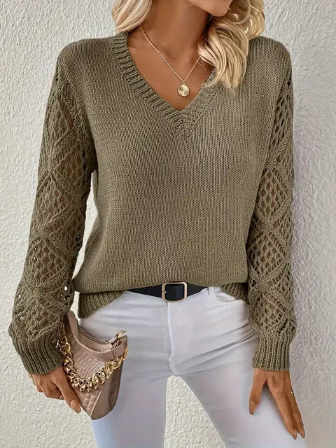 ModeGeist | Solid V-Ausschnitt Strickpullover