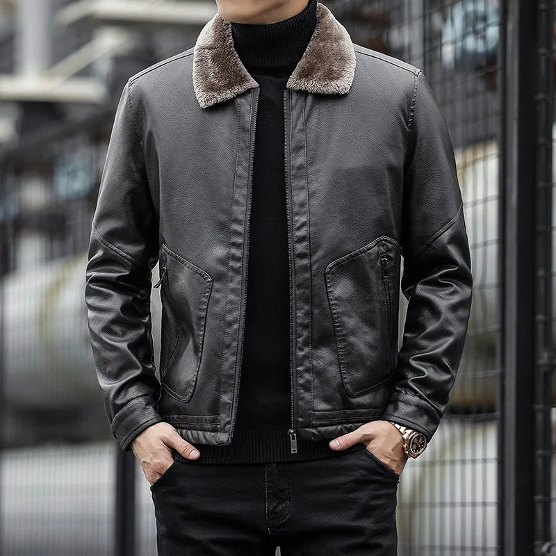ModeGeist | Lederjacke mit Kragen - Leon