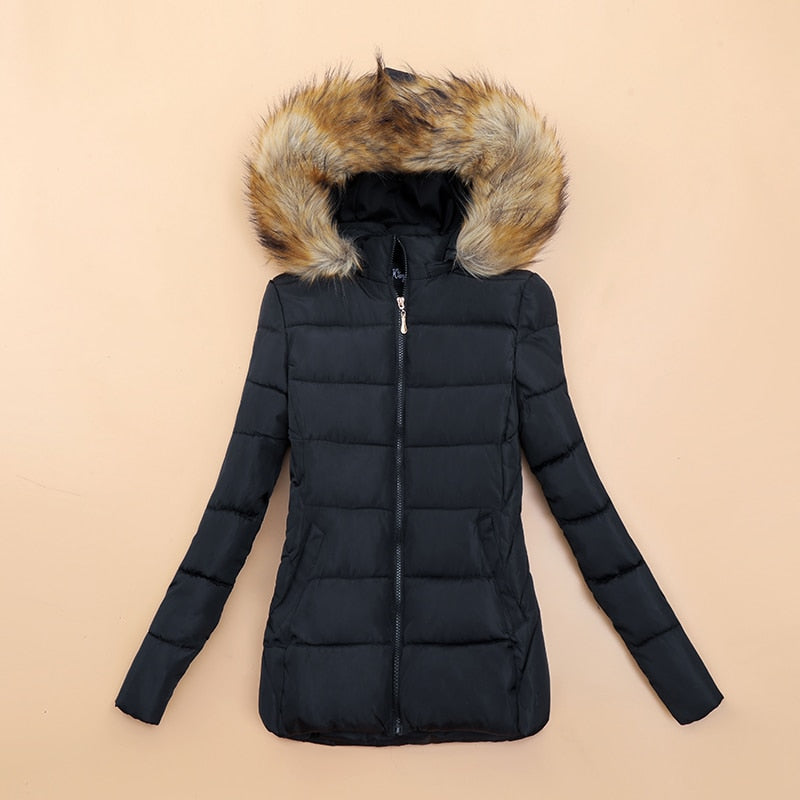 ModeGeist | Winterjacke mit Kunstfellkragen für Damen