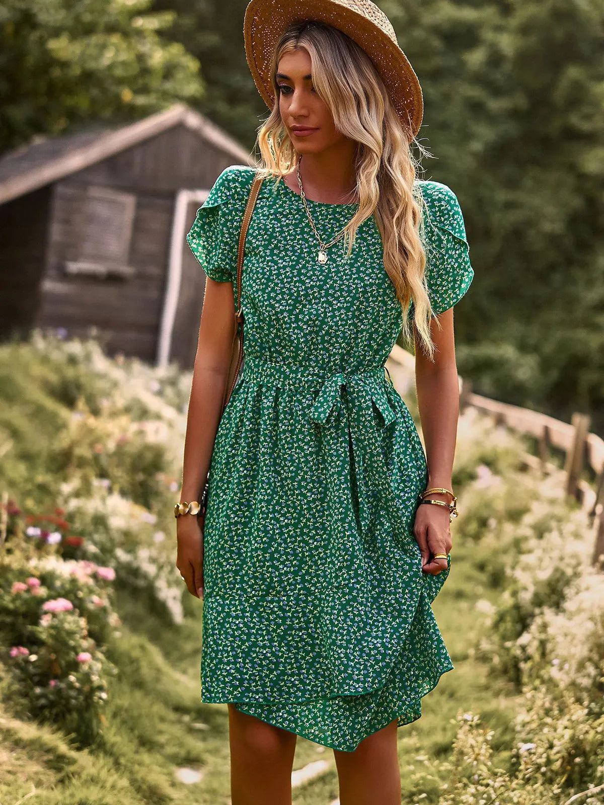 MODEGEIST Damen Sommerkleid ärmellos fließender Rock leicht
