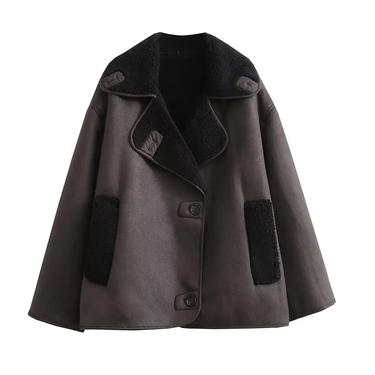 ModeGeist | Warme PU-Jacke mit Taschen für Frauen