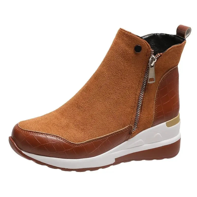 ModeGeist | Winter Wedge Schneestiefel mit Dicker Sohle Aus Baumwolle