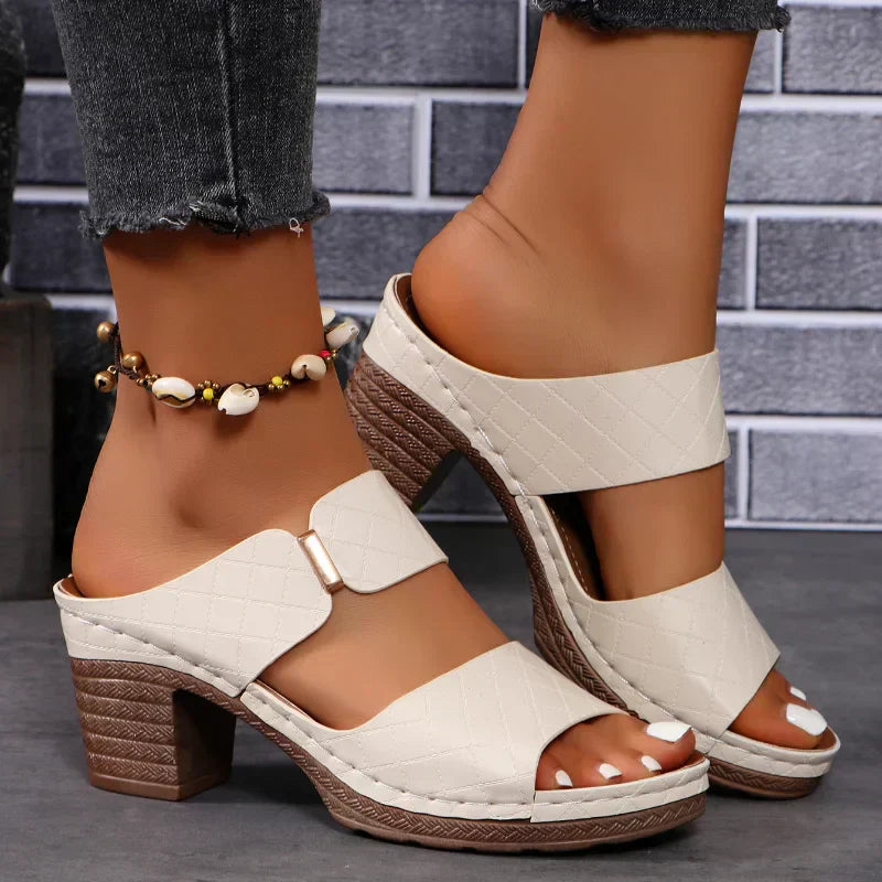 MODEGEIST Damen Block Absatz Sandalen Verstellbare Riemen Fußgewölbestütze