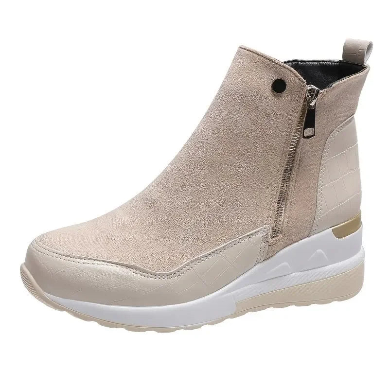ModeGeist | Winter Wedge Schneestiefel mit Dicker Sohle Aus Baumwolle