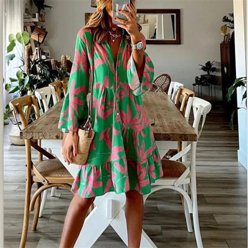 Mittellanges Johanna Kleid mit weiten Ärmeln