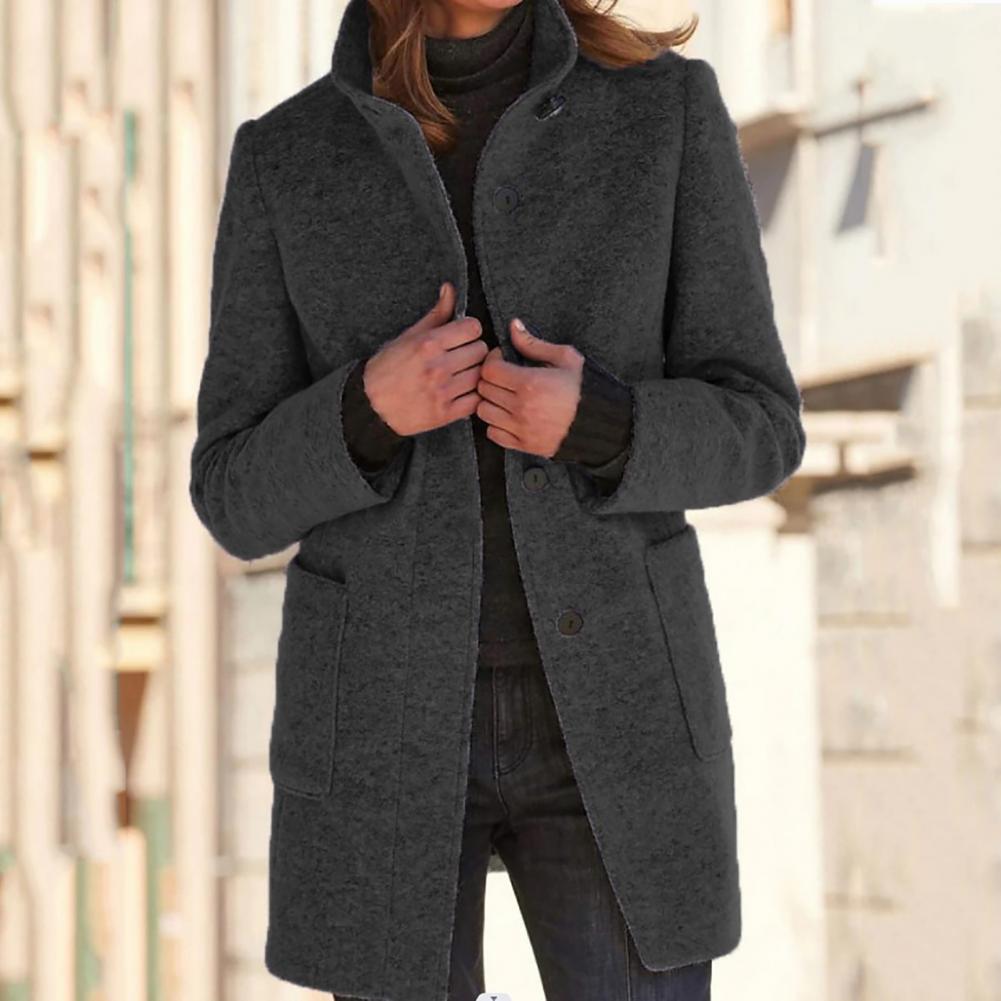 ModeGeist | Elegante Lange Jacke mit Stehkragen