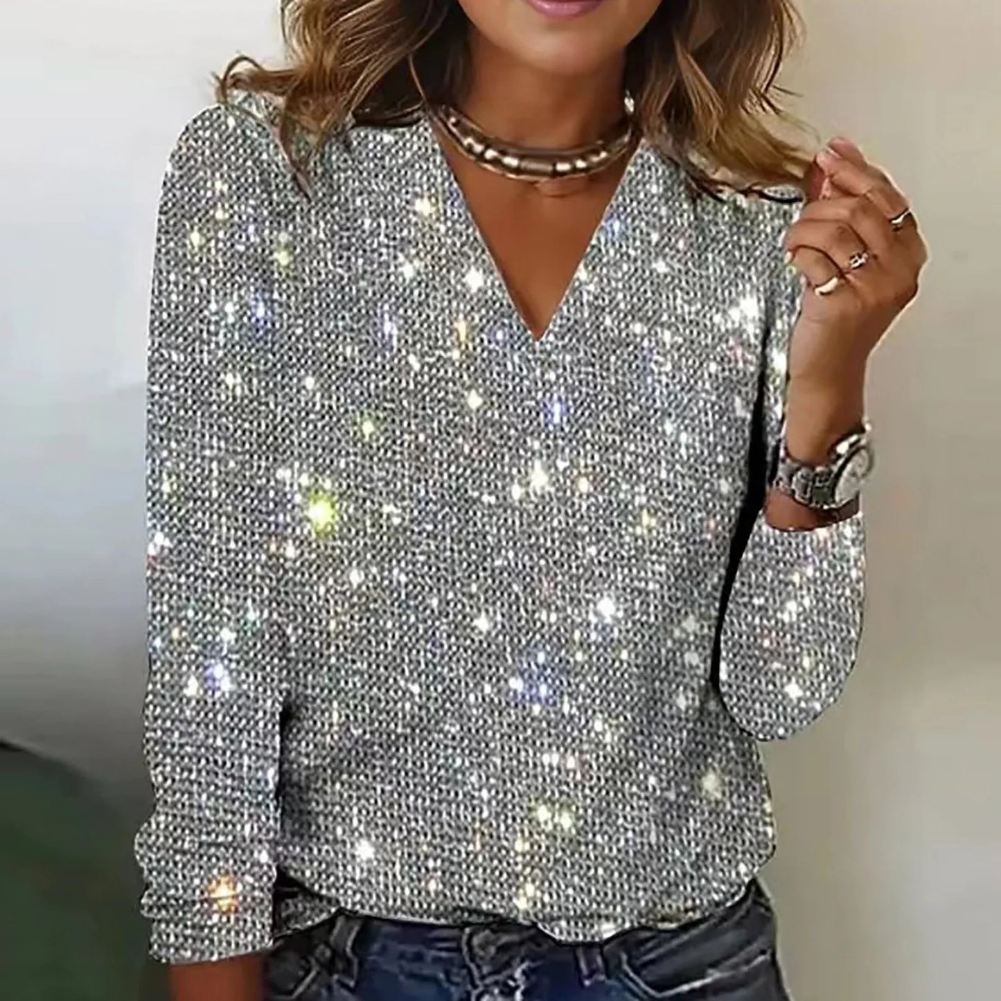 ModeGeist | Glimmer Bluse Glänzend und Elegant Stilvoll
