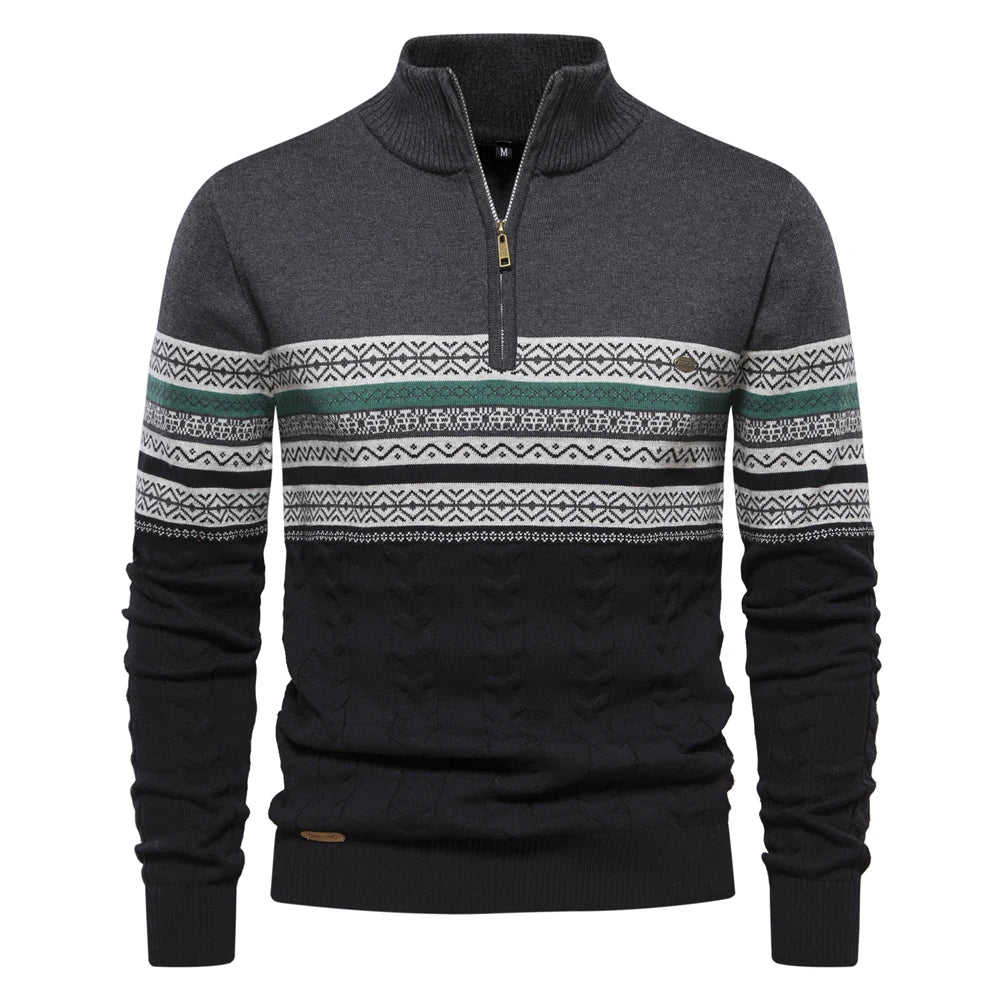 Männer Winterpullover mit Reißverschluss und langen Ärmeln