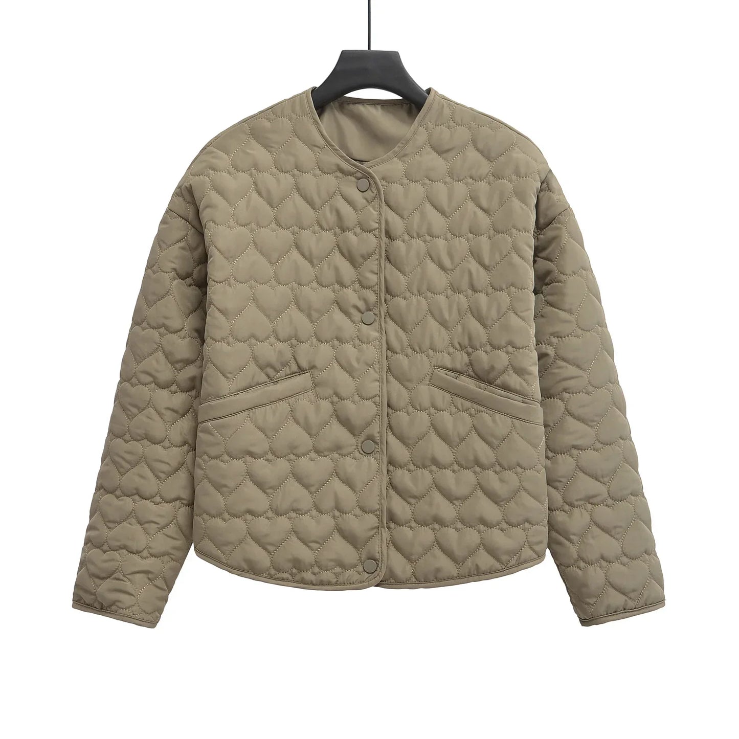 ModeGeist | Steppjacke mit Herzen – Leichter Puffer mit Druckknöpfen