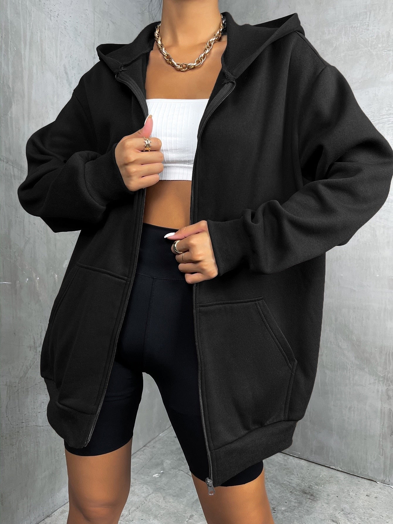ModeGeist | Vest mit Reißverschluss und Kapuze für Damen