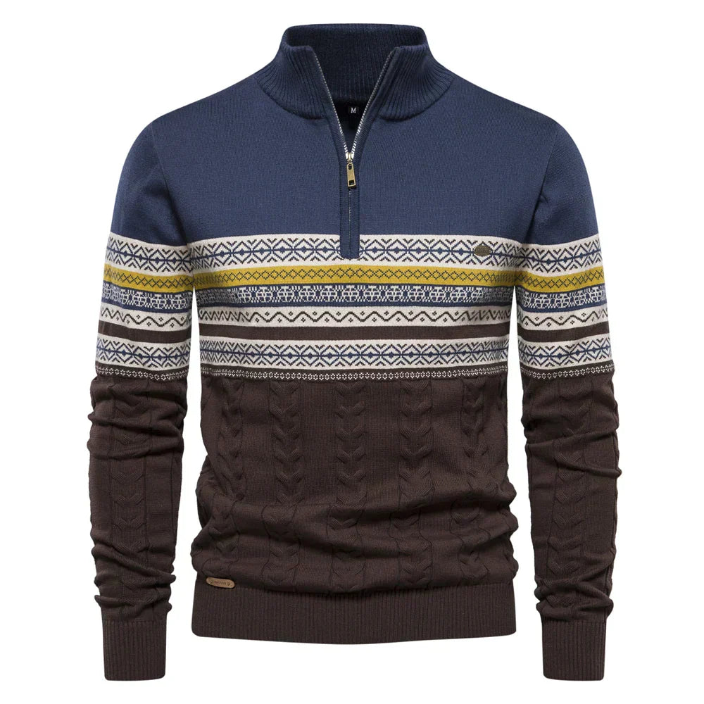 Männer Winterpullover mit Reißverschluss und langen Ärmeln