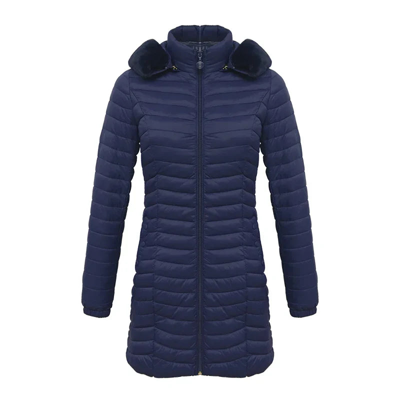 ModeGeist | Slim Fit Winter Puffer Jacke mit Pelzkapuze