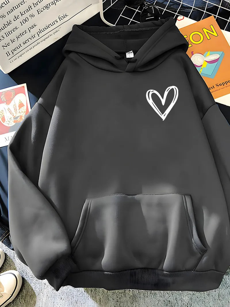 Fudus | Relaxing Heart Print Hoodie