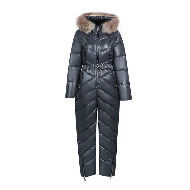ModeGeist | Lässiger Winter Skianzug mit Pelzkragen Für Frauen