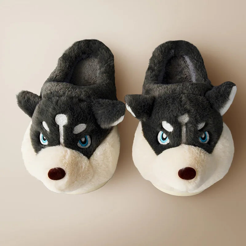 ModeGeist | Weiche Damenschuhe Niedliche Husky Hausschuhe für Zuhause
