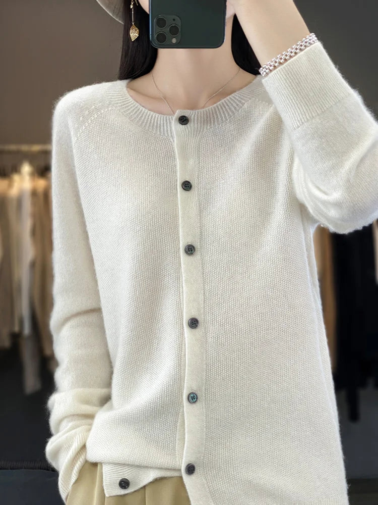 MODEGEIST Damen Strickjacke Knöpfe Klassisch Vielseitig Basic