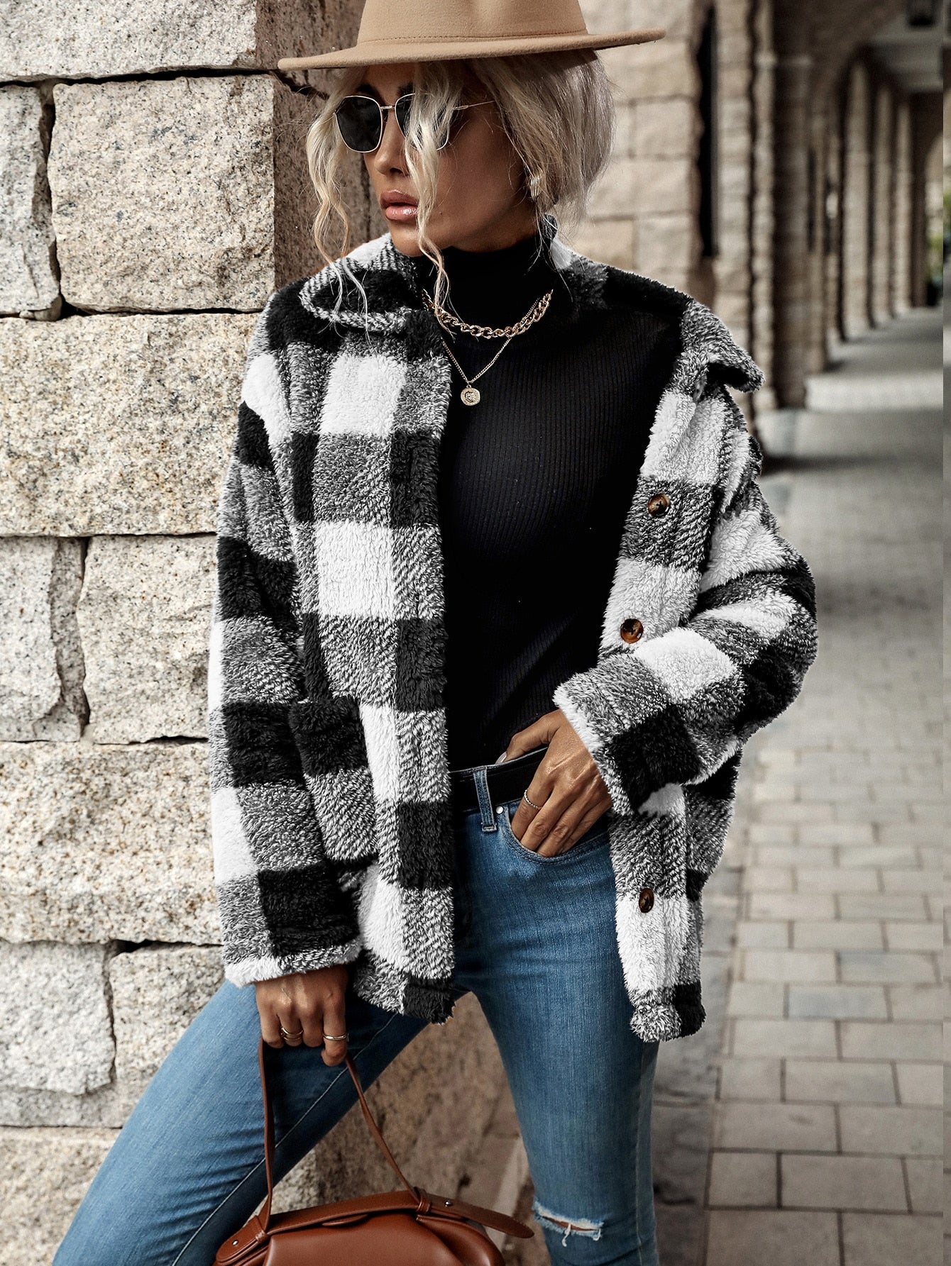 ModeGeist | Damen Flanelljacke mit Knöpfen
