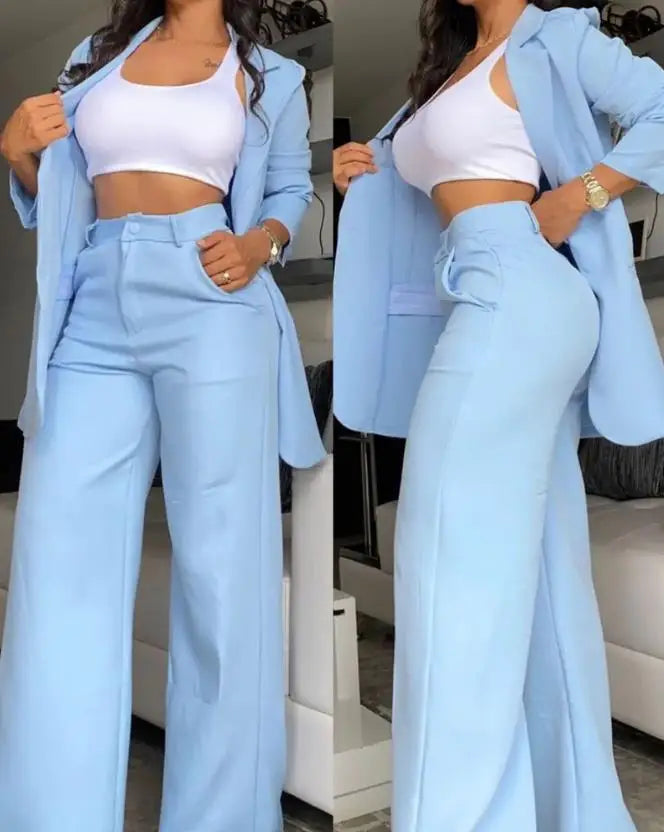 Avelena Damen-Zweiteiler: Blazer und Hose im angesagten Design