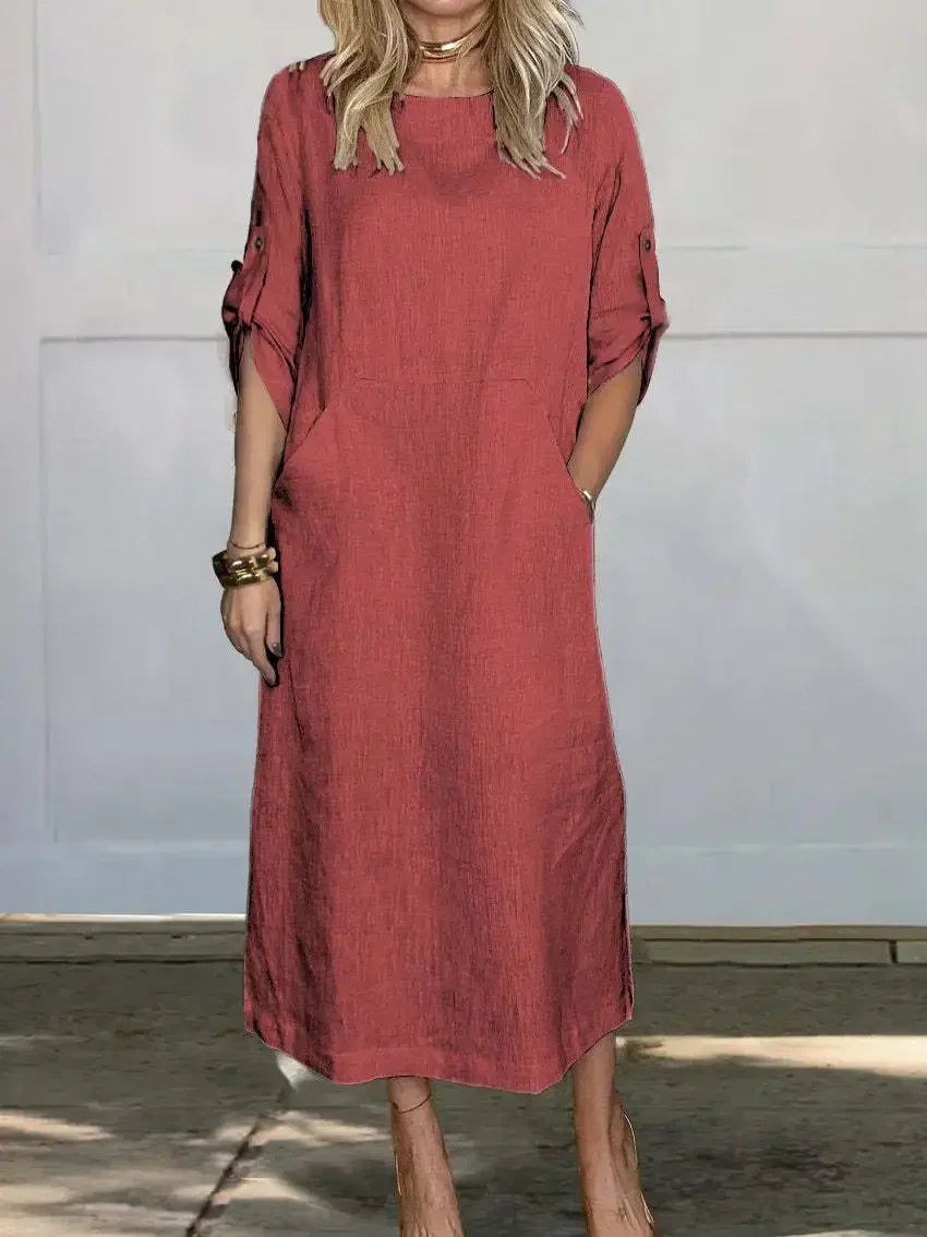 MODEGEIST Damen A-Linien Kleid Locker Abend Drapiert Hellblau