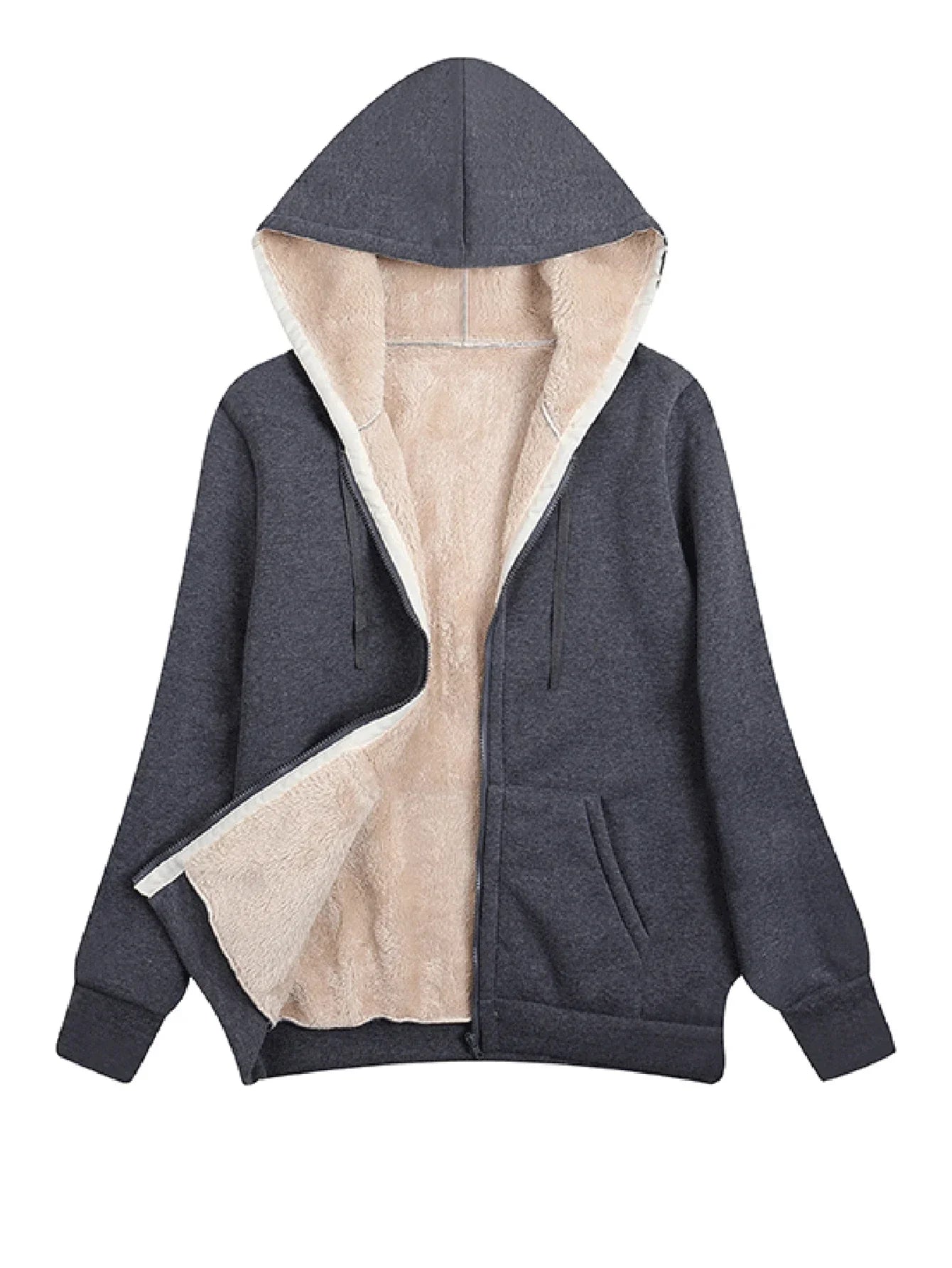 ModeGeist | Fleecejacke mit Kapuze für Damen Langarm