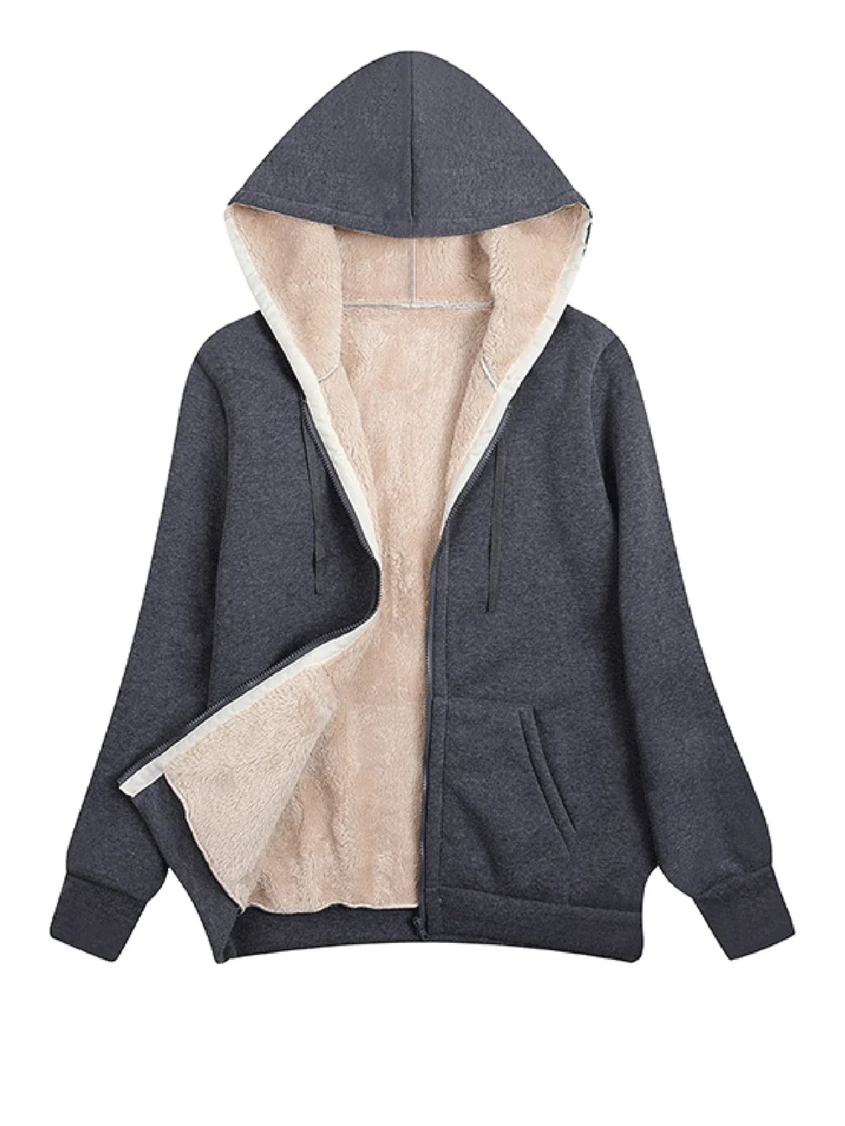 ModeGeist | Fleecejacke mit Kapuze für Damen Langarm