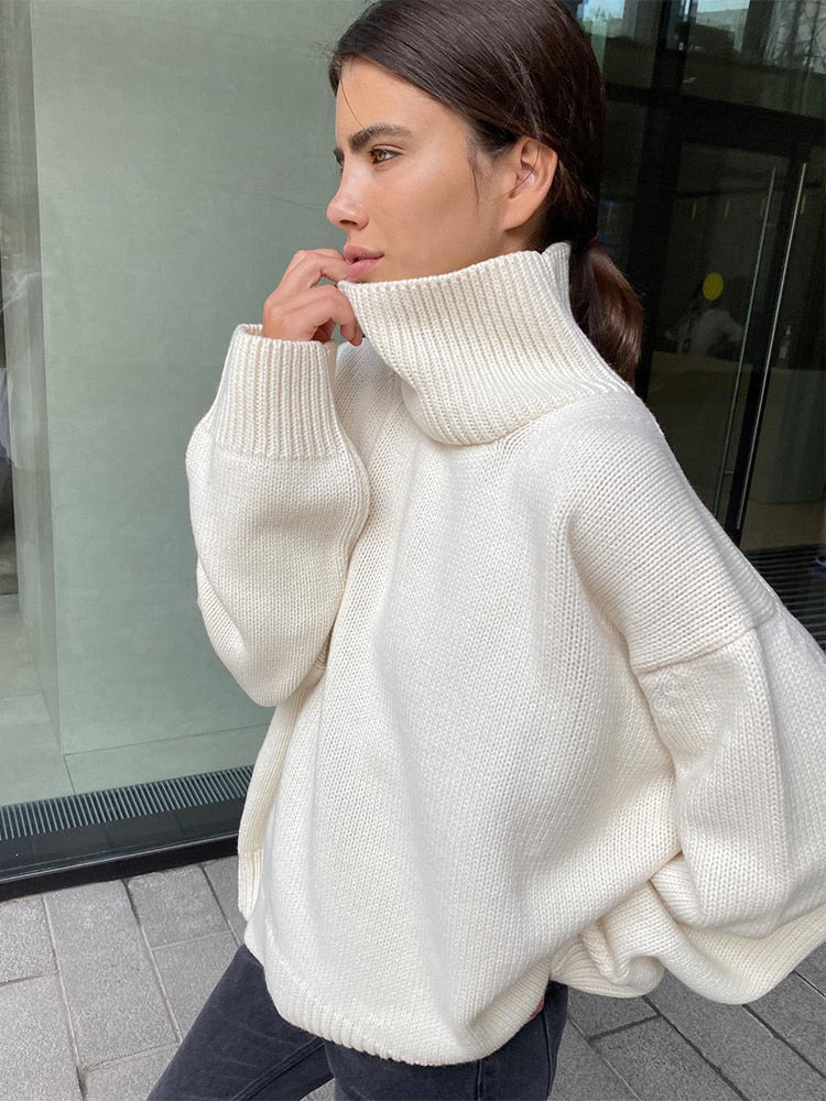 ModeGeist | Lässiger Lockerer Rollkragenpullover