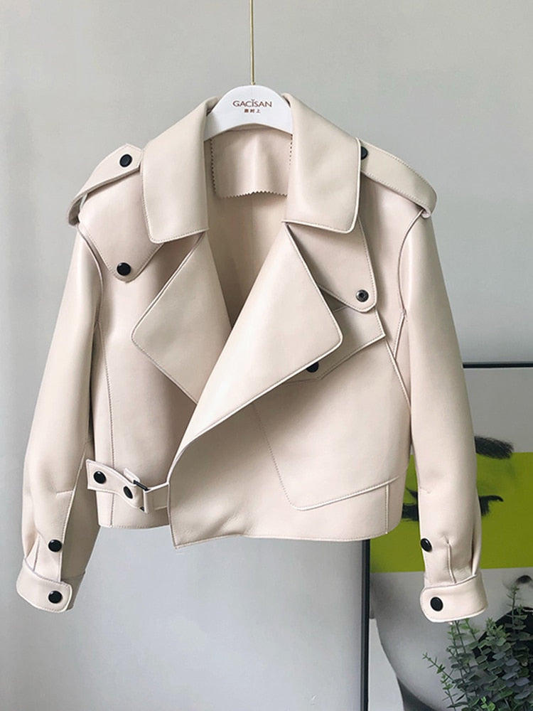 Leder Trenchcoat kurz