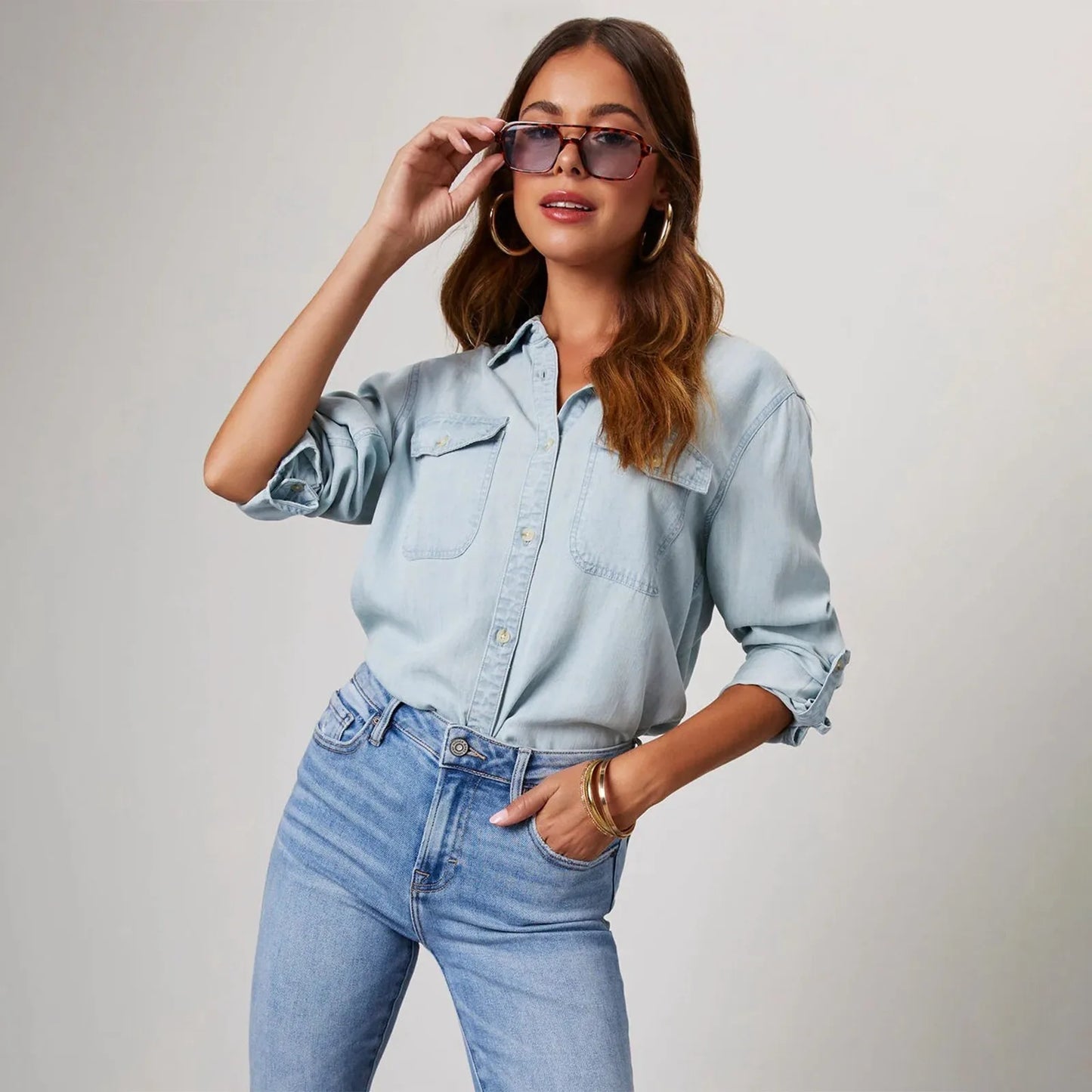 Leichte Denim Hemden von Fudus