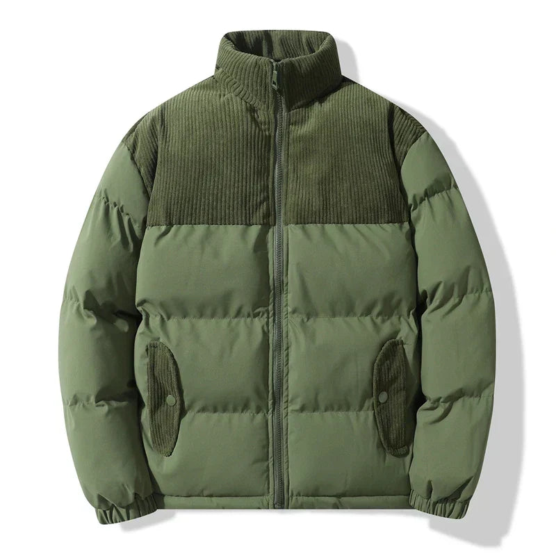 ModeGeist | Unisex gesteppte Jacke mit Details aus kordeligem Samt Aiden