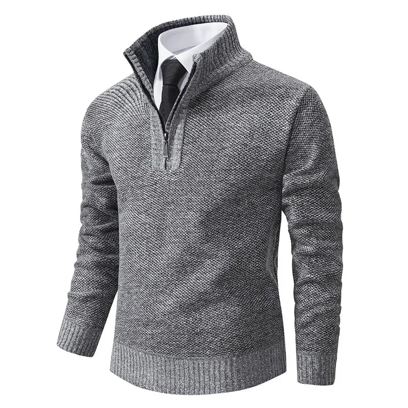 Fleece-gefütterter Pullover von Fudus mit Halb-Reißverschluss