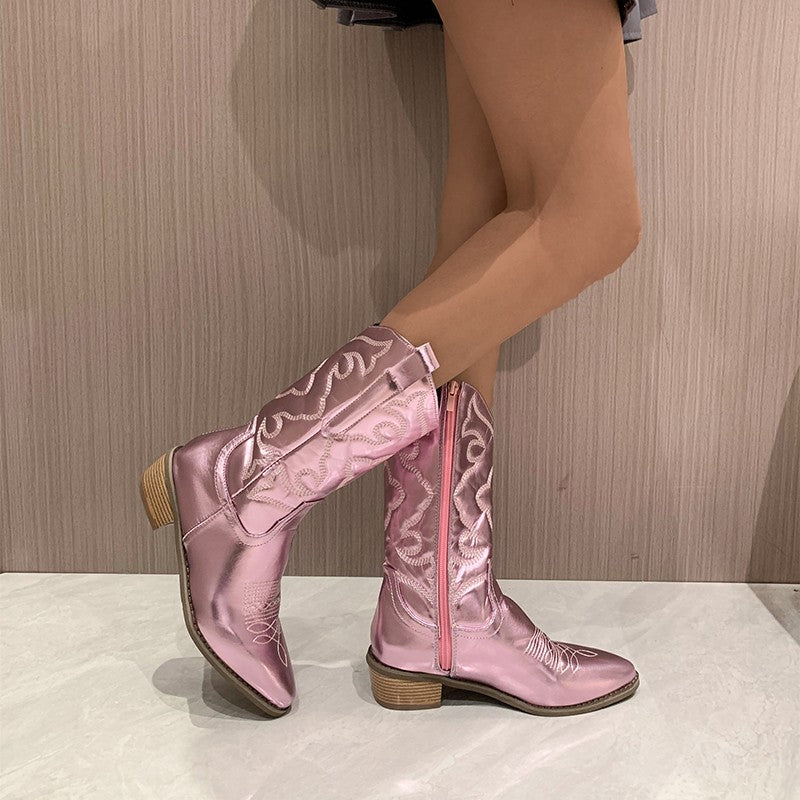 Elegante, metallisch glänzende Chelsea-Stiefel