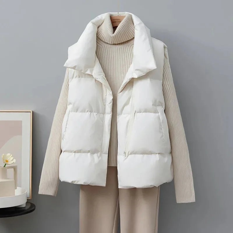 ModeGeist | Kurze Pufferweste mit Hohem Kragen Polyester Minimalistisch, Komfortabel