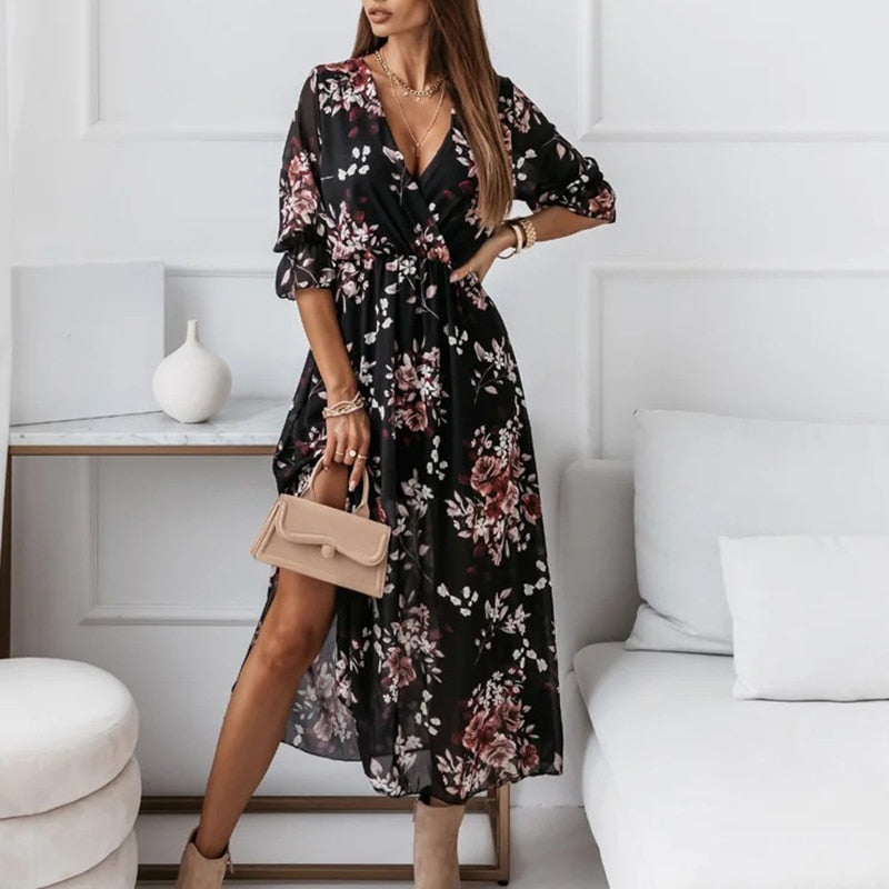 Gloria-Midikleid mit Beinschlitz