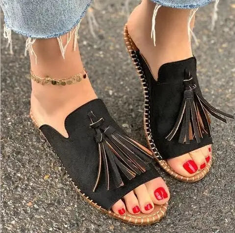 MODEGEIST Damen Pantoletten Geflochten Gepolsterte Sohle Slip-On