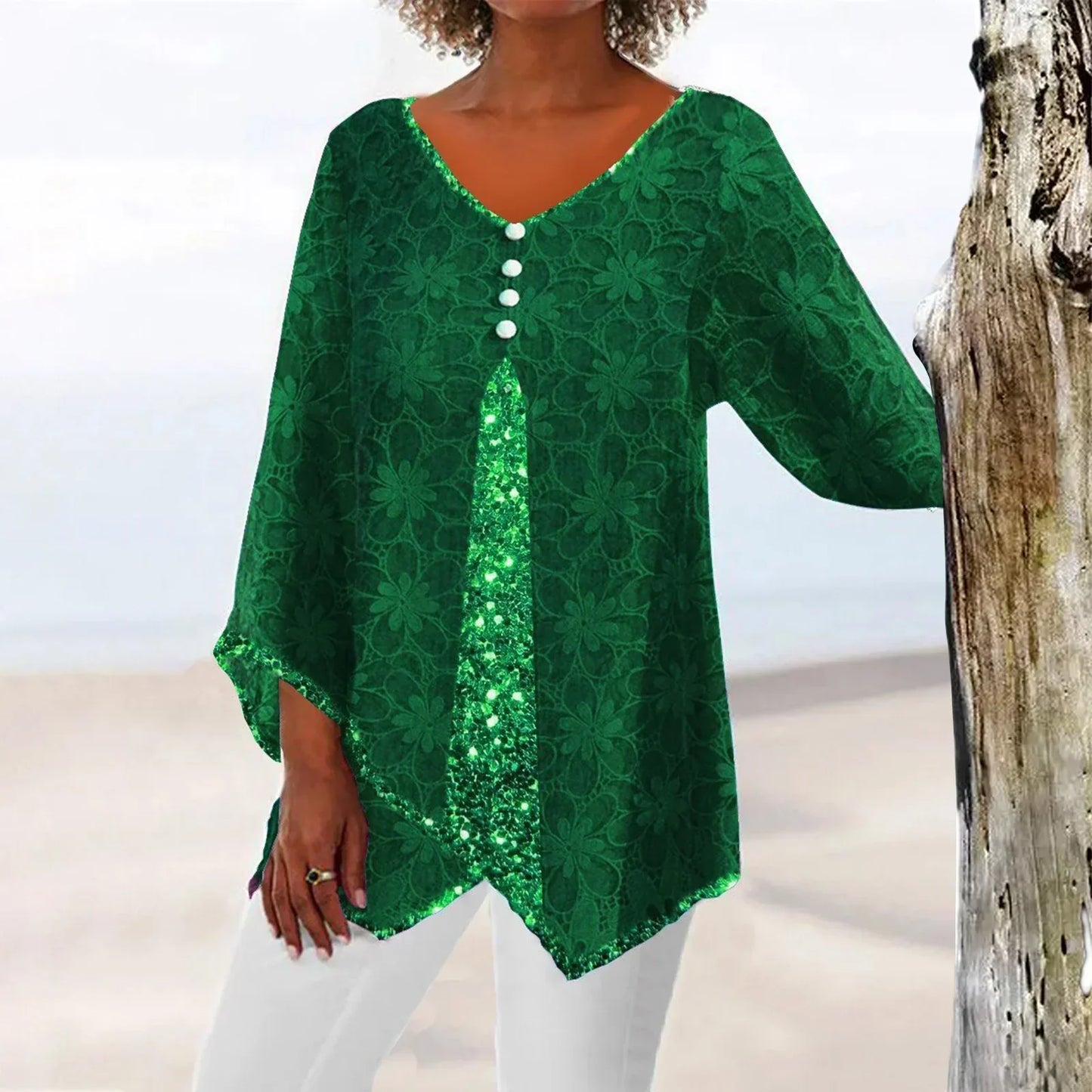 ModeGeist | Eleganter Weinlese Cardigan mit Übergroßem Blumenmuster