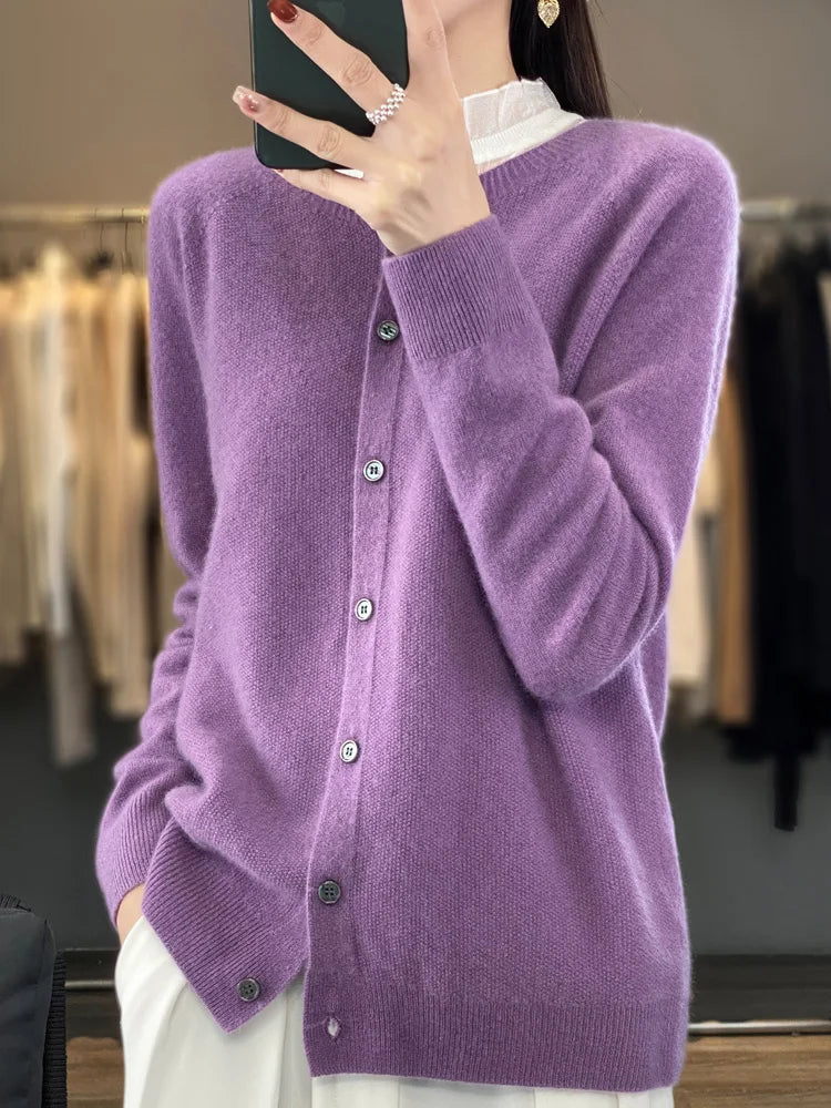 MODEGEIST Damen Strickjacke Knöpfe Klassisch Vielseitig Basic