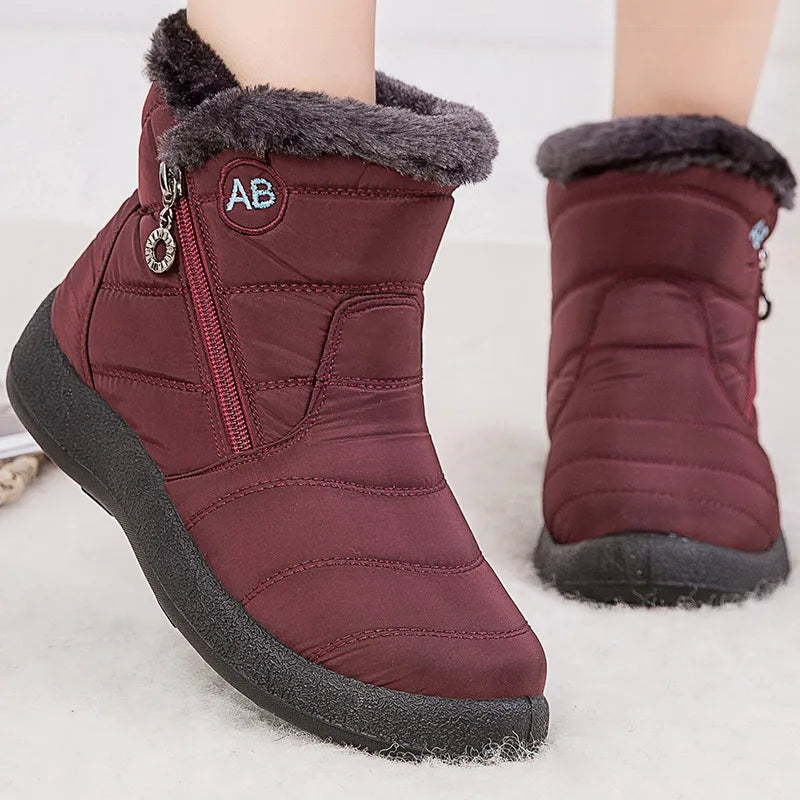 ModeGeist | Schneestiefel – Knöchelhöhe – Wasserabweisend – Plüschfell-Futter – Seitlicher Reißverschluss