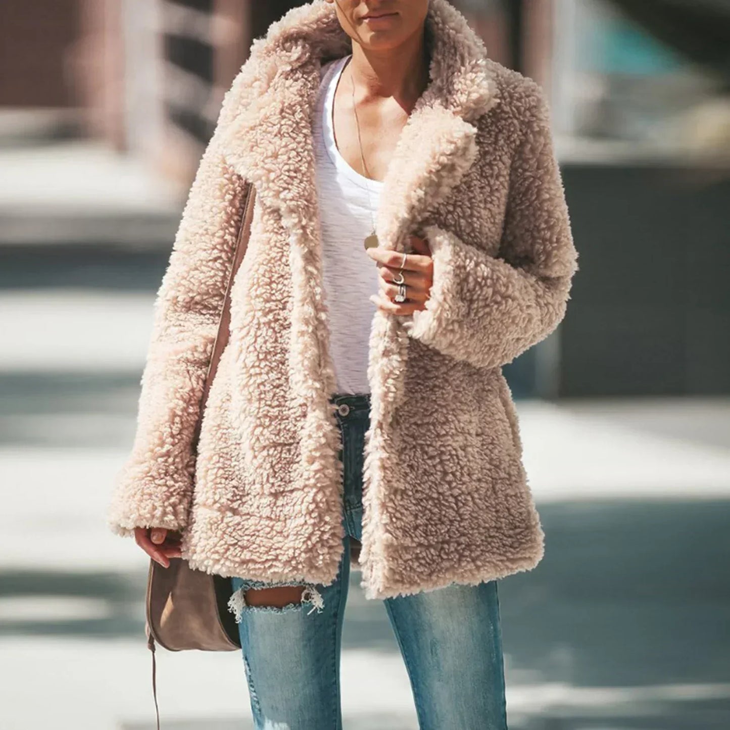 ModeGeist | Fleece Mantel Beige Bequem und Modisch