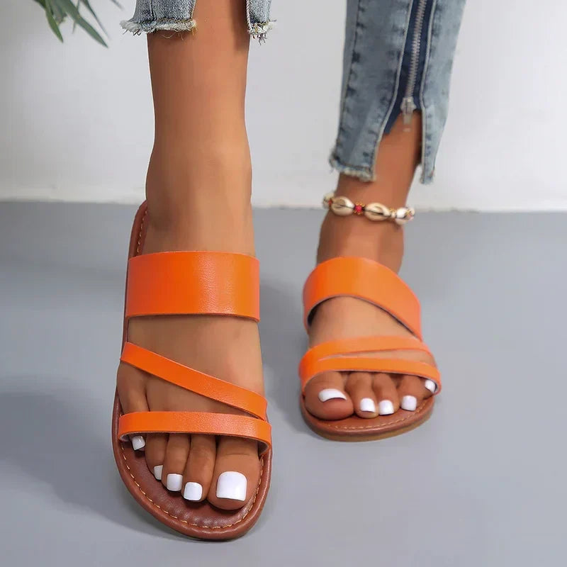 MODEGEIST Damen Flache Sandalen Gepolstert Verstellbare Riemen
