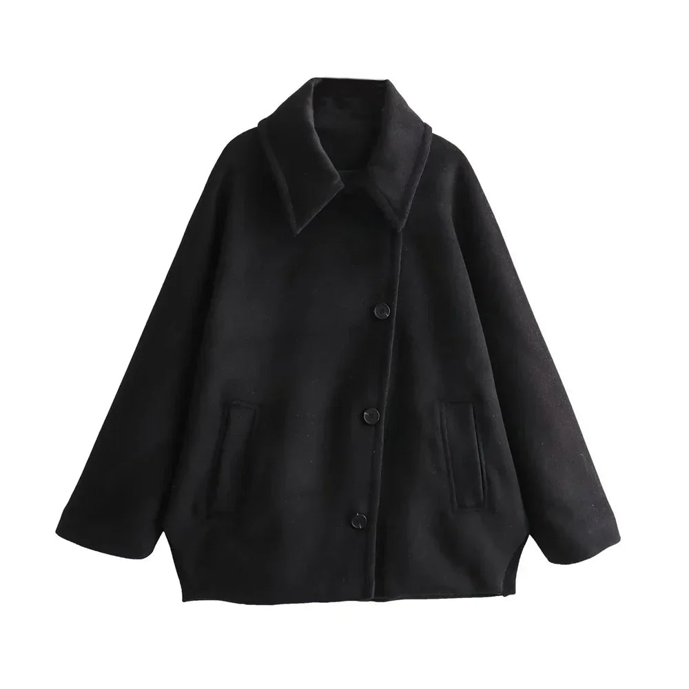 ModeGeist | Elegantes Damen-Cape mit Knöpfen und Wollmischung