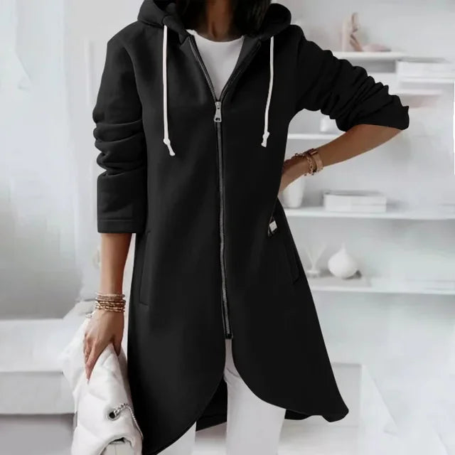 ModeGeist | Hoodie-Cardigan mit abgerundetem Saum