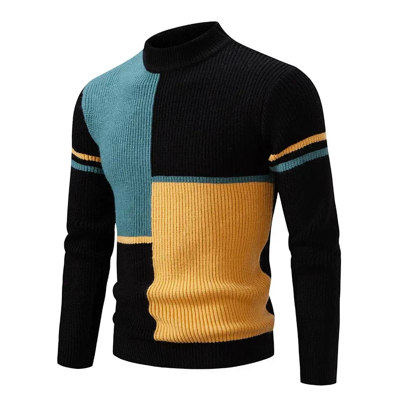 ModeGeist | Grafischer Strickpullover mit Farbblöcken Modern und Warm Perfekt für Den Alltag