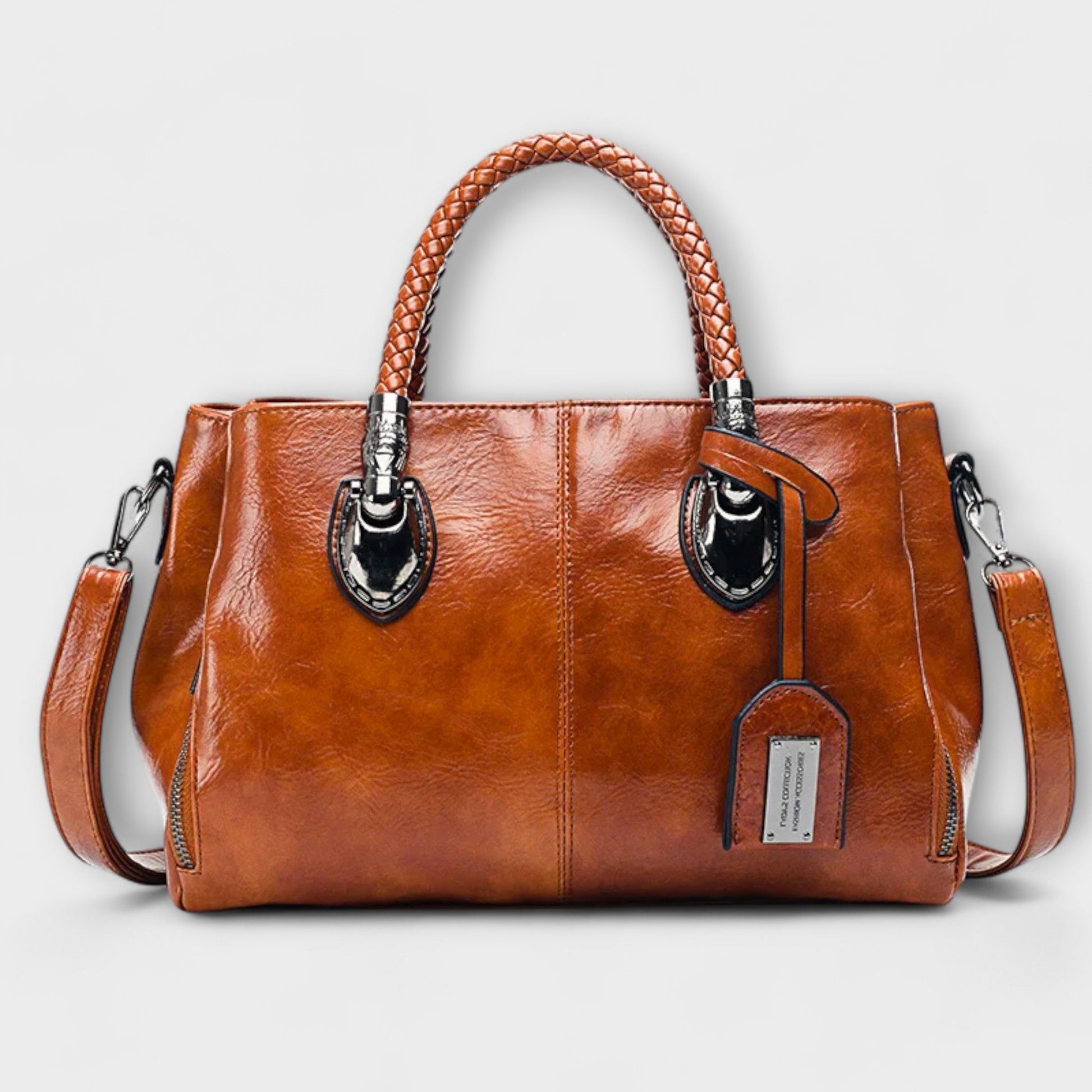 MODEGEIST Damen Handtasche strukturiert geflochtene Henkel elegant