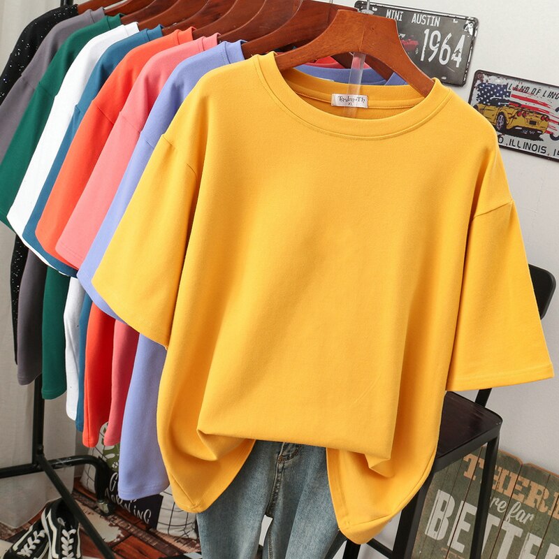 ModeGeist | Oversized Baumwoll-Basic-T-Shirt für Damen