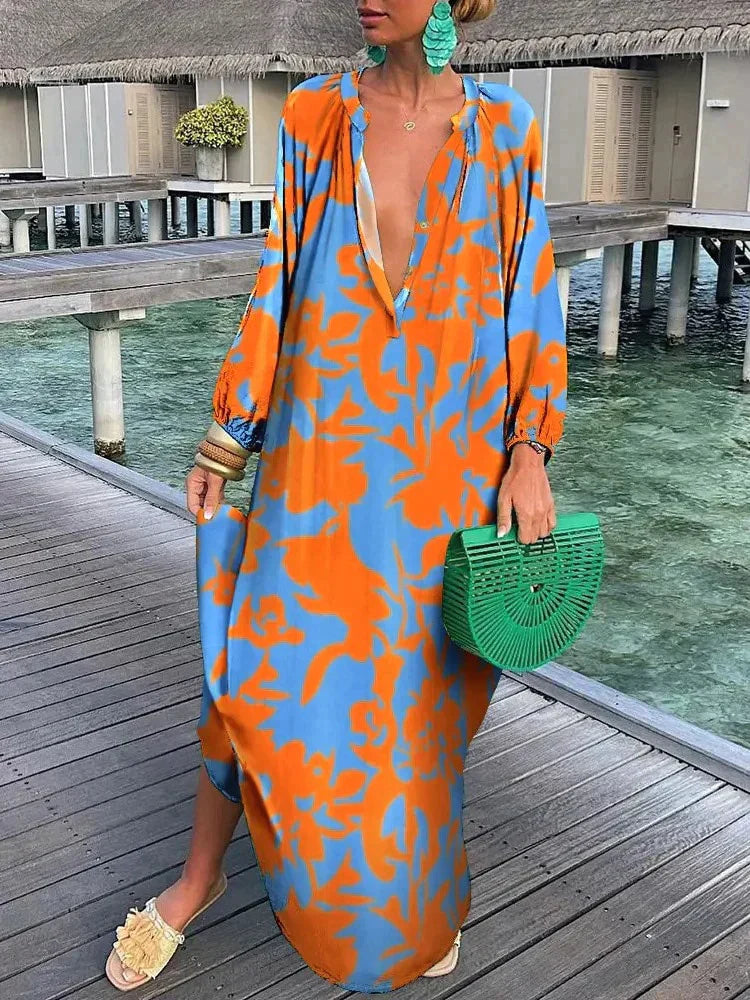 Maxikleid Lisa: Langarm im Bohème-Stil
