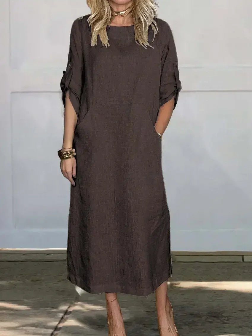MODEGEIST Damen A-Linien Kleid Locker Abend Drapiert Hellblau